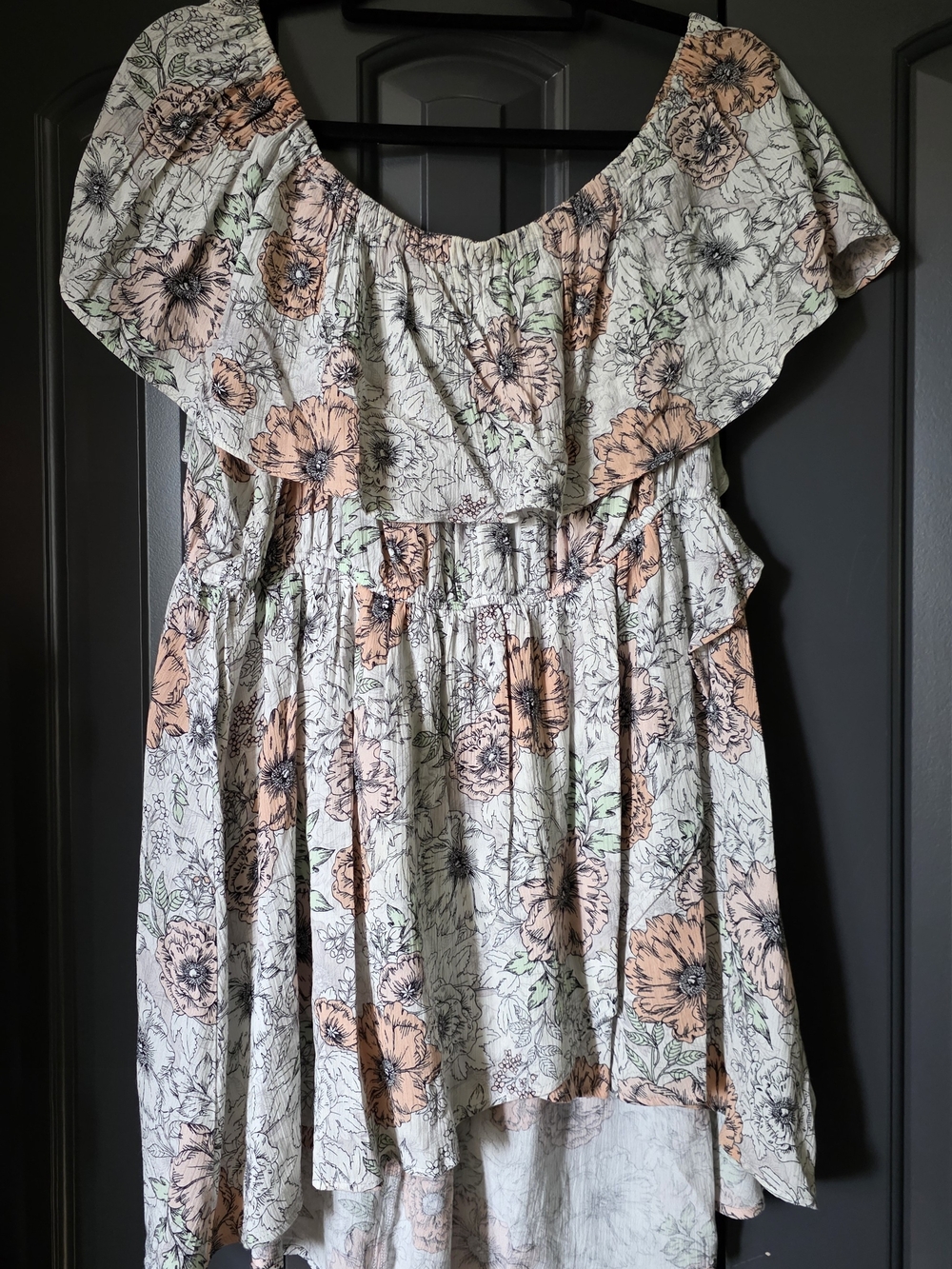 torrid Cream Floral Off-Shoulder Ruffle Blouse